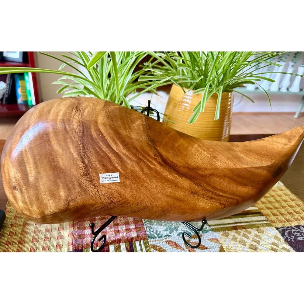 Vintage Monkeypod Wood Divided Serving Bowl, MCM Tiki Barware (16 Inch)